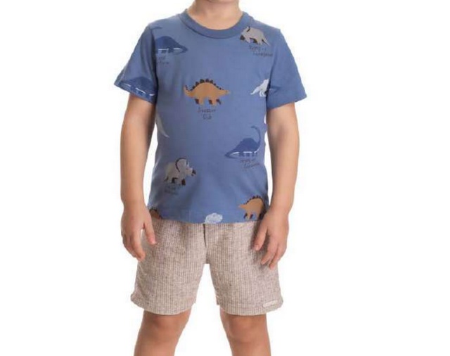 Conjunto Babyvest Primeiros Passos Masculino Manga Curta Malha