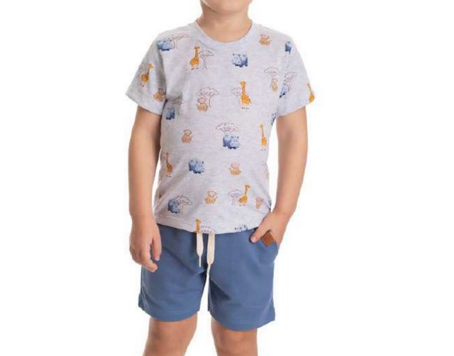 Conjunto Babyvest Primeiros Passos Masculino Manga Curta Malha