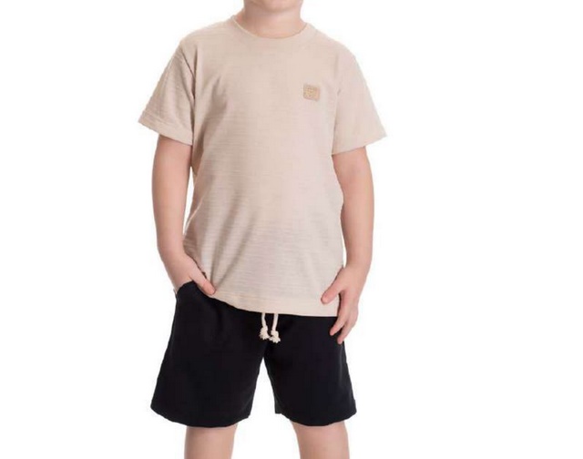 Conjunto Babyvest Infantil Masculino Manga Curta Malha Trabalhada