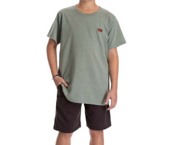 Conjunto Adulteens Juvenil Masculino Manga Curta Malha Trabalhada