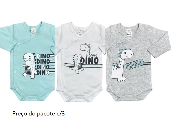 Body Petutinha Bebe Masculino Manga Longa Suedine (c/3)