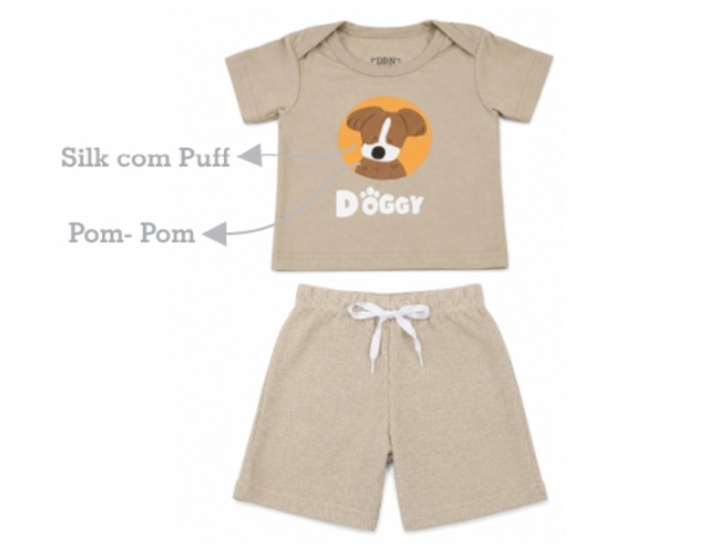 Conjunto Ddn Bebe Masculino Manga Curta Malha