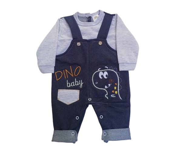 Macacão Bebelezinha Bebe Masculino Longo Suedine Jeans S/