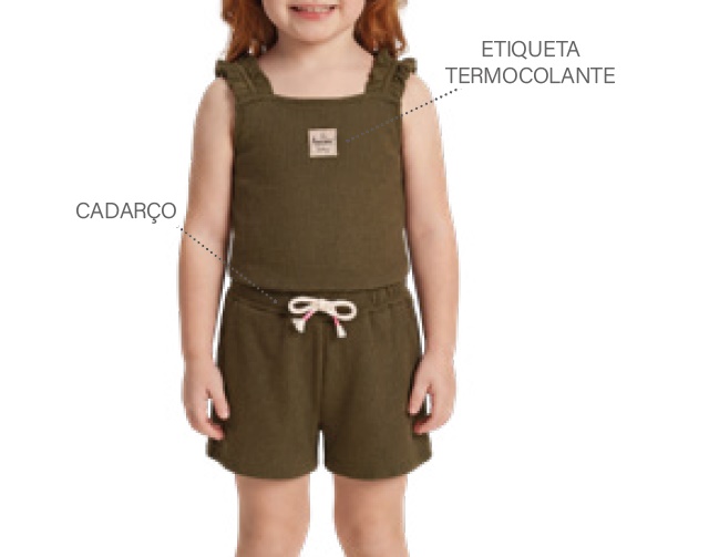 Conjunto Ralakids Primeiros Passos Feminino Regata Malha Waffle Sh