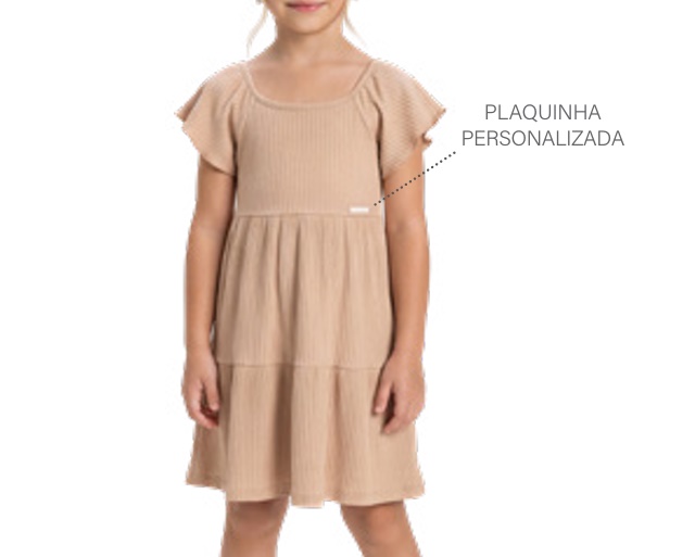 Vestido Ralakids Infantil Manga Curta Malha Canelada