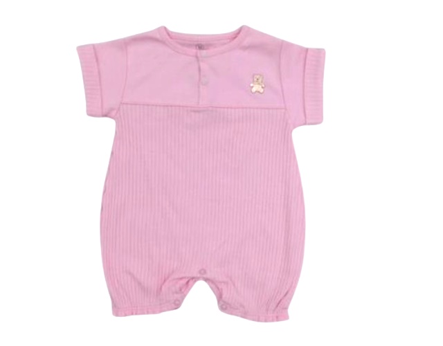 Macacão Bebebrincalhao Bebe Feminino Manga Curta Malha Canelada