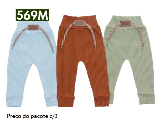 Mijão Bebebrincalhao Bebe Masculino Malha Canelada (c/3)