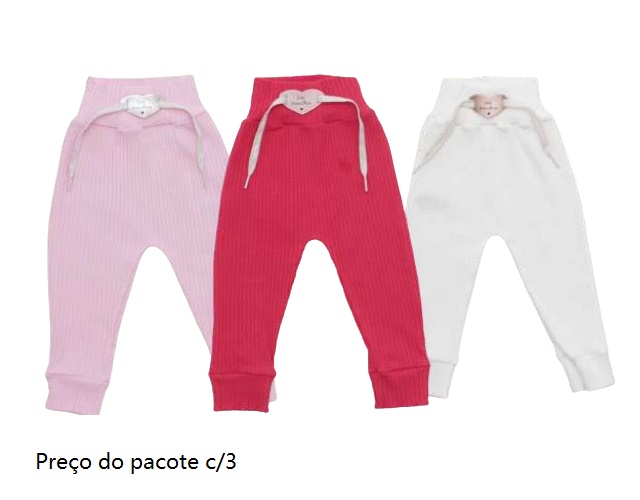 Mijão Bebebrincalhao Bebe Feminino Malha Canelada (c/3)