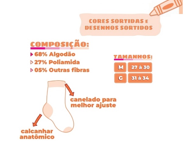 Meia Apollo Infantil Feminina Algodão Soquete Desenho (c/3)