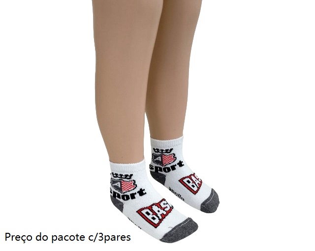 Meia Apollo Infantil Masculina Algodão Soquete Desenho (c/3)