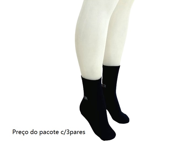 Meia Defender Adulto Feminina Algodão Aeróbica Sortida (c/3)