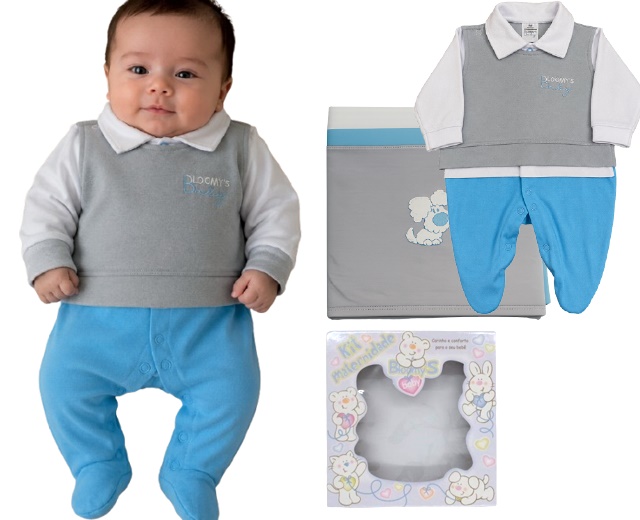 Saída-maternidade Bloomys Bebe Masculino Suedine 2pçs