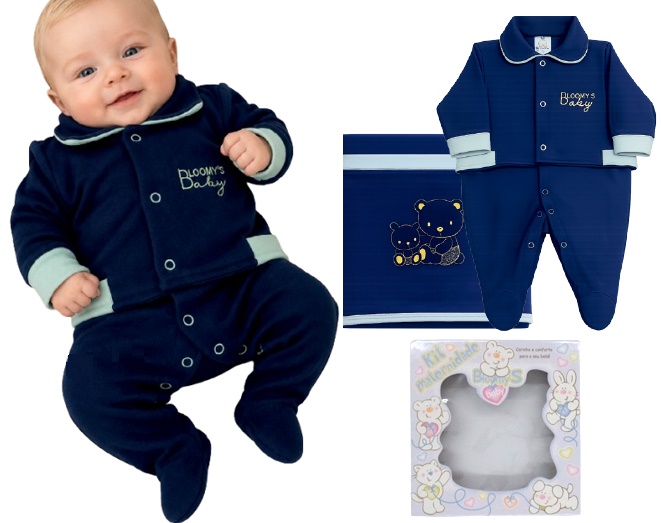 Saída-maternidade Bloomys Bebe Masculino Suedine 2pçs