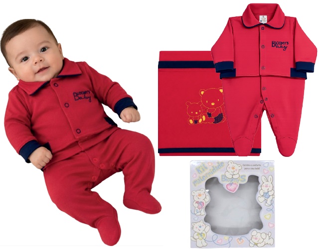 Saída-maternidade Bloomys Bebe Masculino Suedine 2pçs