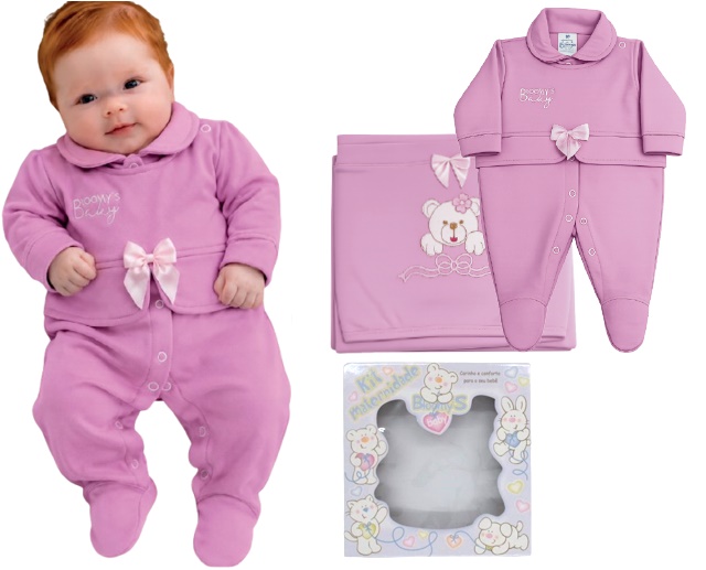Saída-maternidade Bloomys Bebe Feminino Suedine 2pçs