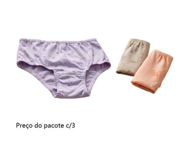 Calcinha Dondoka Infantil Algodão Desenho (c/3)