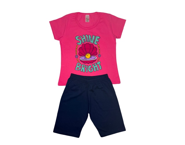 Conjunto Maindra Infantil Feminino Manga Curta Cotton Bermuda