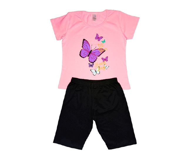 Conjunto Maindra Juvenil Feminino Manga Curta Cotton Bermuda