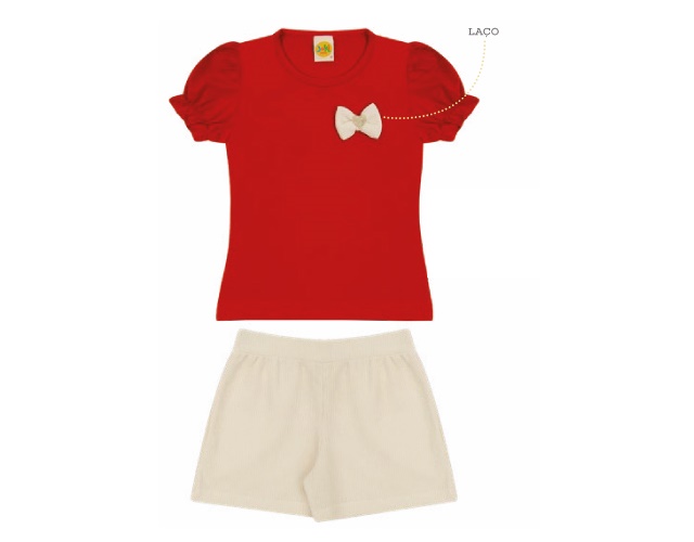 Conjunto Jaki Infantil Feminino Manga Curta Cotton Short