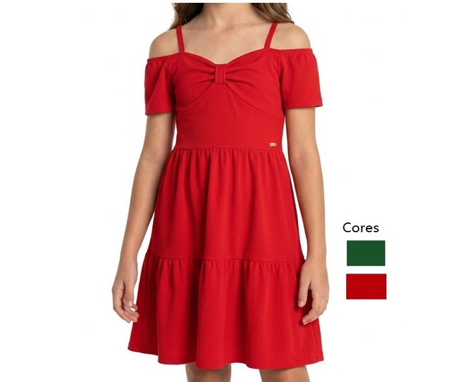 Vestido Jaki Juvenil Manga Curta Malha
