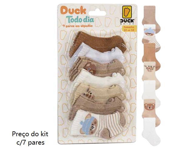 Meia Duck Bebe Masculina Algodão (c/7)