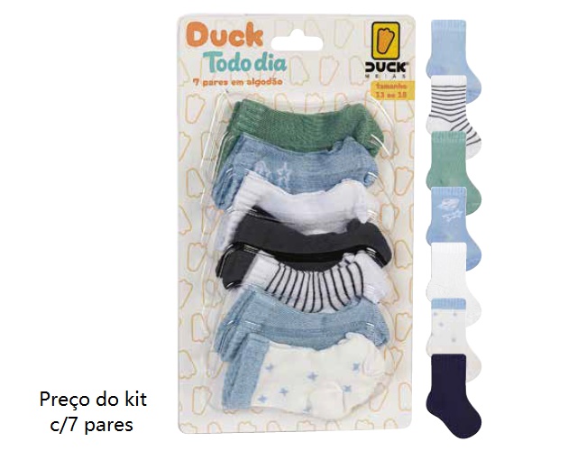 Meia Duck Bebe Masculina Algodão (c/7)