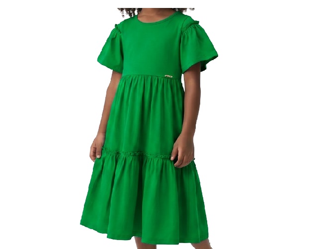Vestido Dila Infantil Manga Curta Malha Midi