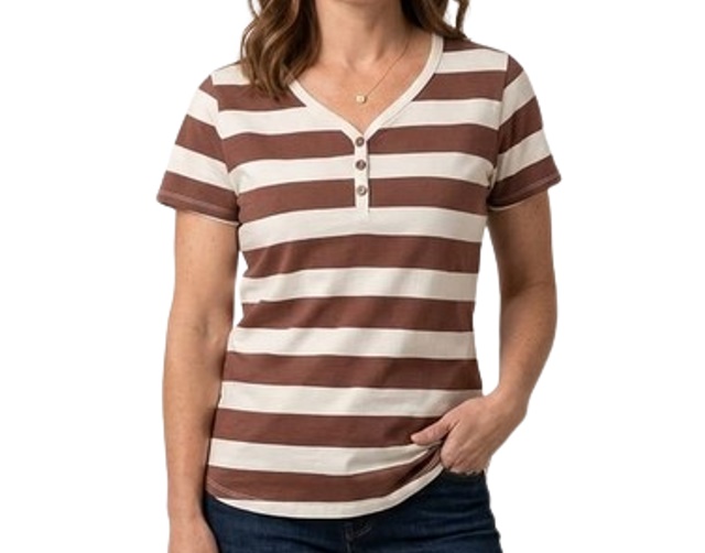 Blusa Armando Adulto Feminina Manga Curta Viscolycra Listrada