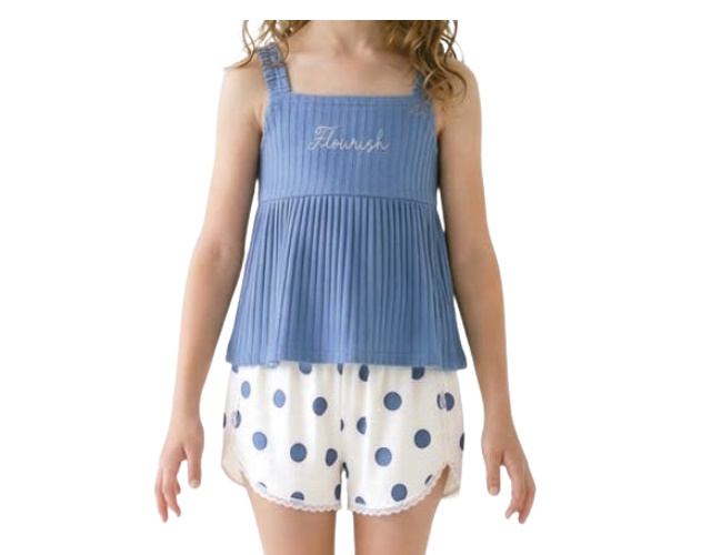 Conjunto Lecimar Infantil Feminino Regata Canelada Cropped Short