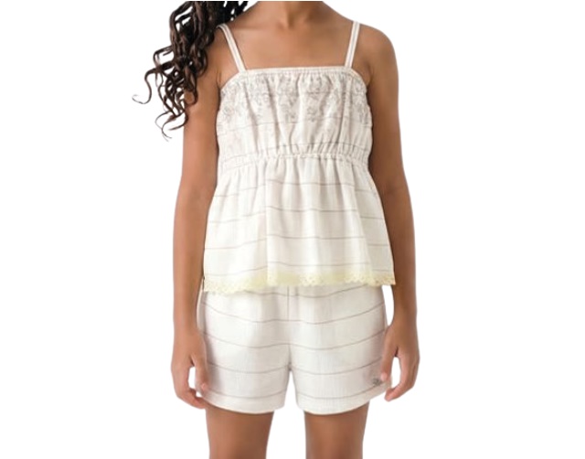 Conjunto Lecimar Infantil Feminino Alça Malha Anarruga Short