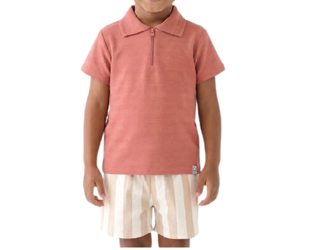 Conjunto Lecimar Primeiros Passos Masculino Manga Curta Malha Gola Polo