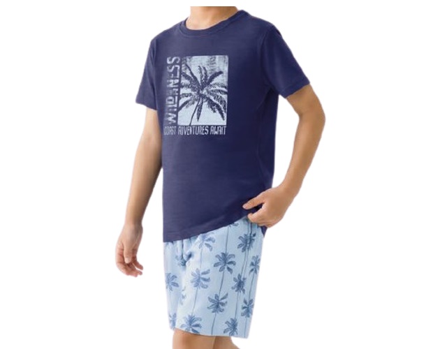 Conjunto Lecimar Infantil Masculino Manga Curta Malha Flamê