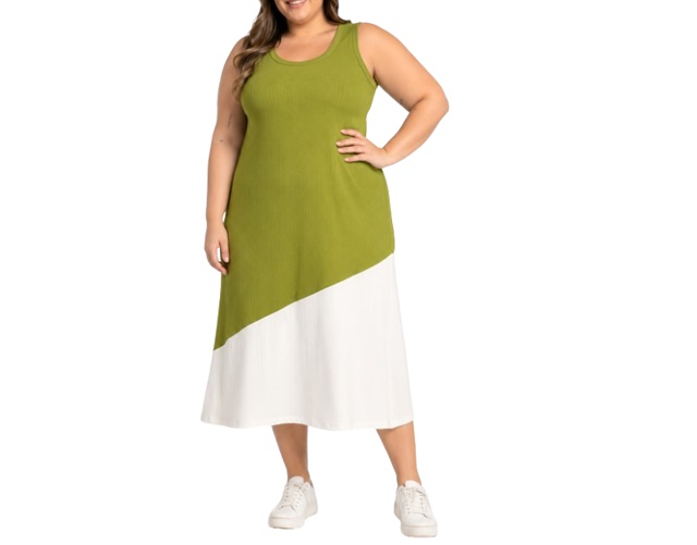 Vestido Lecimar Adulto Extra Grande Regata Ribana Canelada Longo