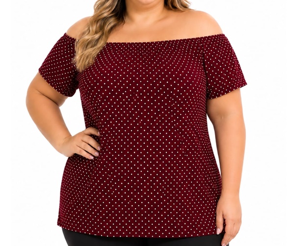 Blusa Ita Adulto Extra Grande Feminina Manga Curta Viscolycra Poá Ciganinha