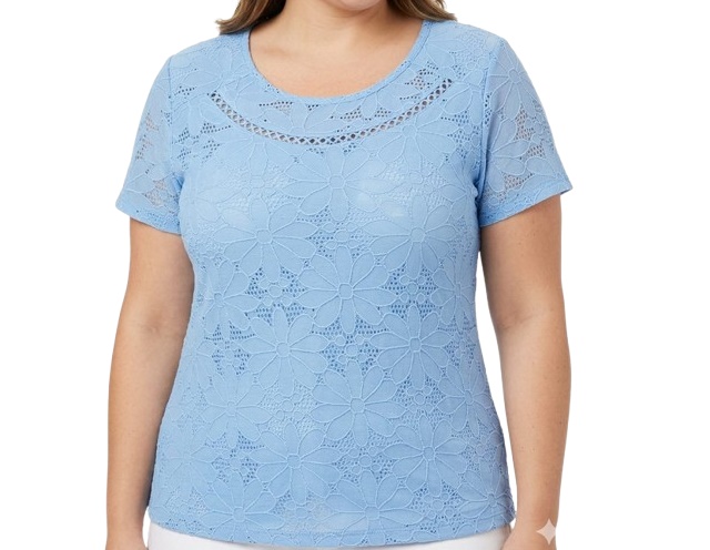 Blusa 7linhas Adulto Extra Grande Feminina Manga Curta Lese
