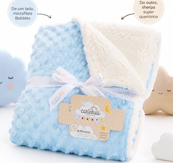 Cobertor Minasrey Bebe Masculino Microfibra Bubble