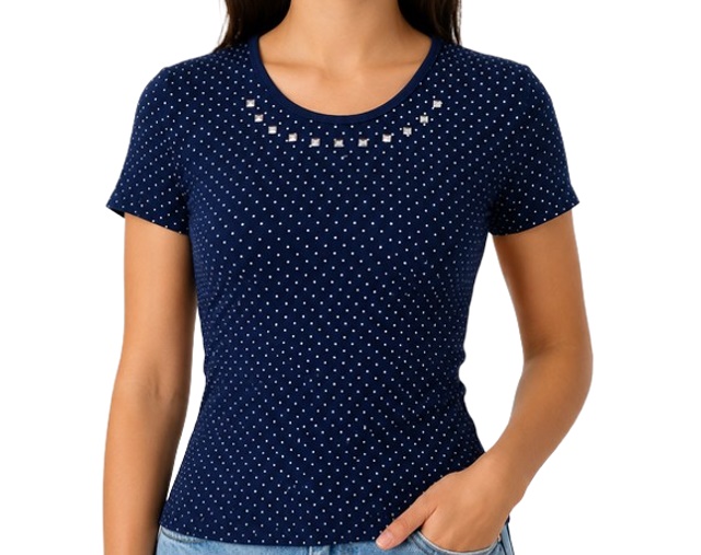Blusa Inconsequent Juvenil Feminina Manga Curta Viscolycra Poá