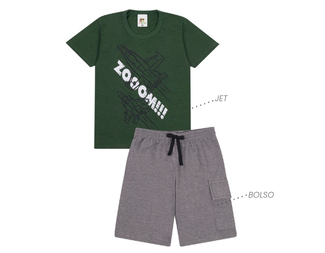 Conjunto Pituki Infantil Masculino Manga Curta Malha Jet