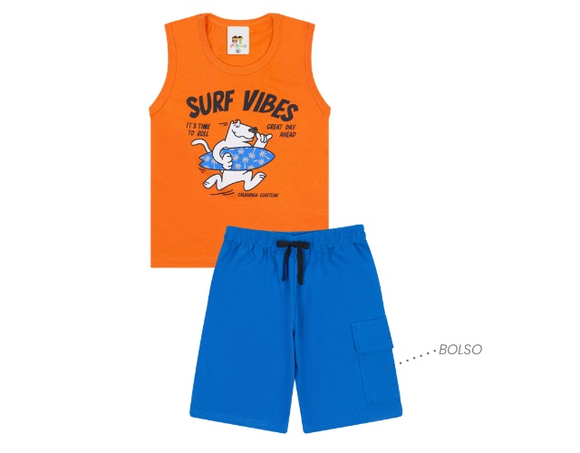 Conjunto Pituki Infantil Masculino Regata Machão Malha