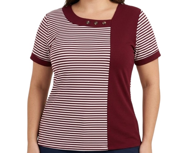 Blusa Vestbem Adulto Extra Grande Feminina Manga Curta Viscolycra Listrada