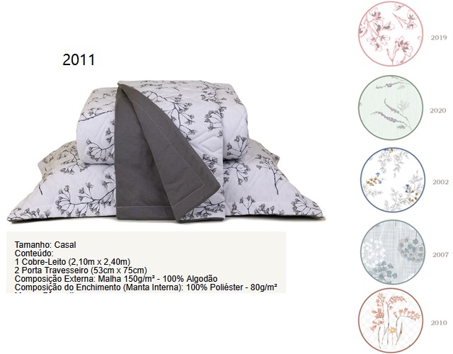 Kit-cobreleito Dianneli Adulto Algodão Estampado Casal 3pç