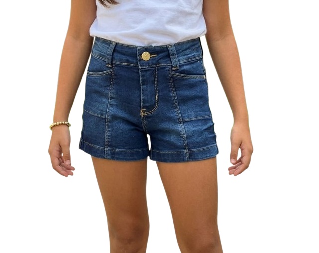 Short Nacional Infantil Feminino Jeans Lycra