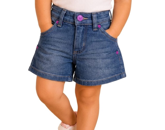 Short Nacional Primeiros Passos Feminino Jeans Lycra