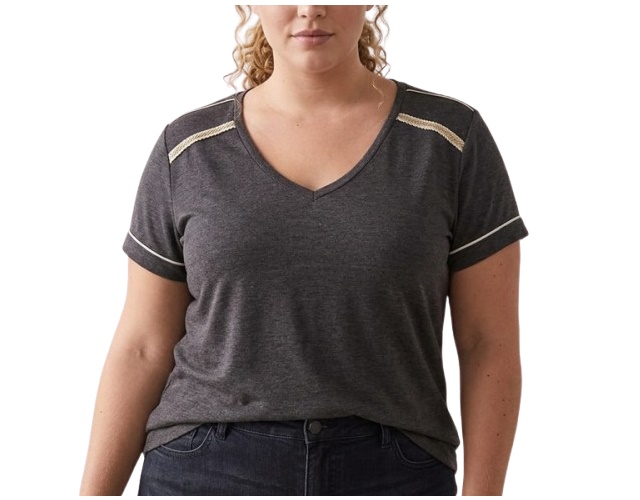 Blusa 7linhas Adulto Extra Grande Feminina Manga Curta Viscolycra Decote V