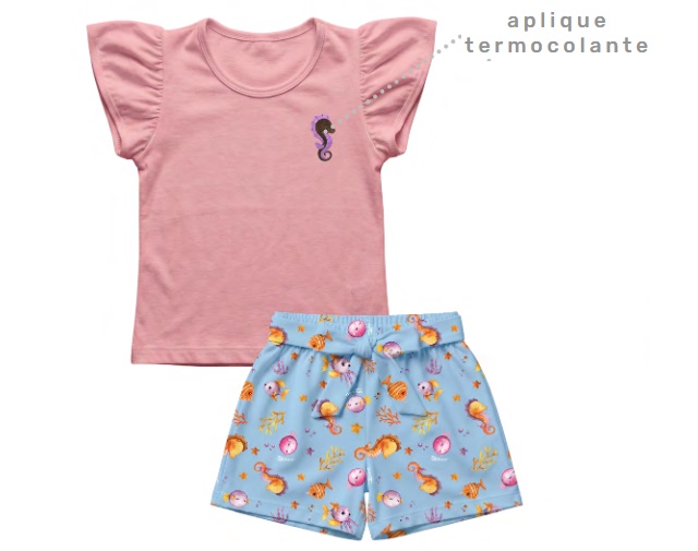 Conjunto Pegalegal Primeiros Passos Feminino Manga Curta Malha Short