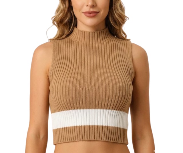 Blusa Zidara Adulto Feminina Sem Manga Acrílico Canelada Cropped