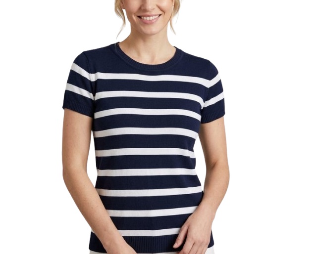 Blusa Zidara Adulto Feminina Manga Curta Acrílico Listrada