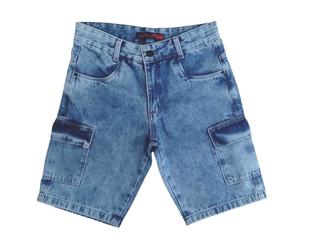Bermuda Perbol Juvenil Masculina Jeans Bolso Cargo