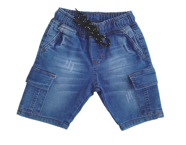 Bermuda Perbol Primeiros Passos Masculina Jeans Lycra Bolso Cargo