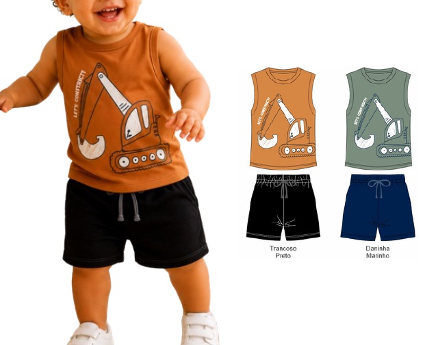 Conjunto Docefolia Primeiros Passos Masculino Regata Machão Malha